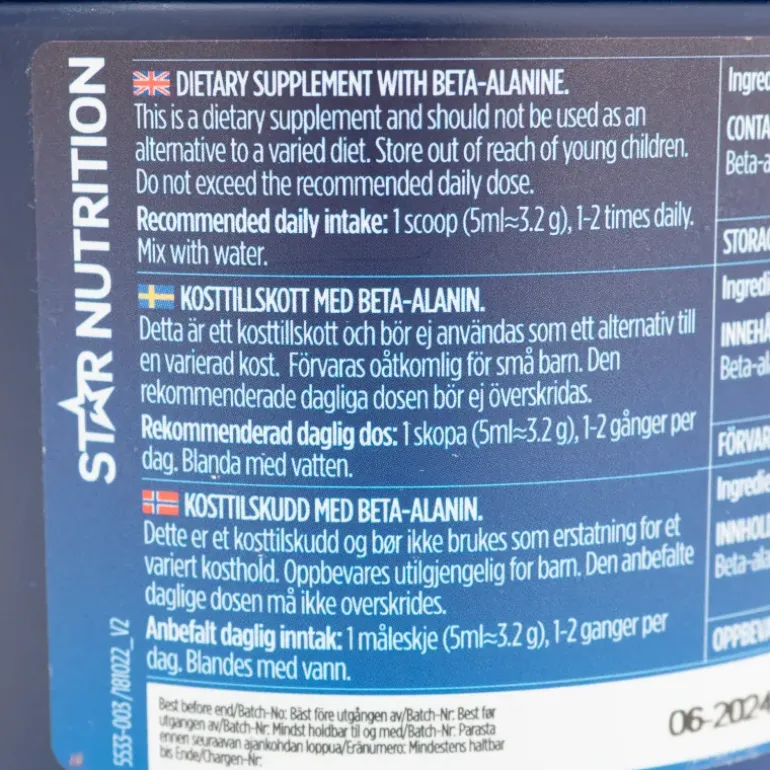 Beta-alanine, 320 G, kosttillskott - Hälsokost - Beta-alanine, 320 G, kosttillskott