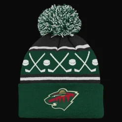Faceoff Cuff Knit Beanie with pom Wild - 24/25, supportermössa, barn - NHL-Produkter - Faceoff Cuff Knit Beanie with pom Wild - 24/25, supportermössa, barn