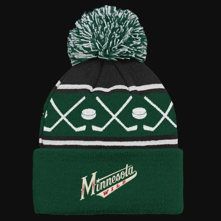 Faceoff Cuff Knit Beanie with pom Wild - 24/25, supportermössa, barn - NHL-Produkter - Faceoff Cuff Knit Beanie with pom Wild - 24/25, supportermössa, barn