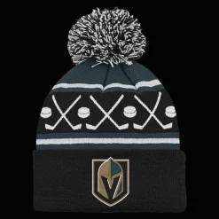 Faceoff Cuff Knit Beanie with pom Golden Knights - 24/25, supportermössa, unisex - NHL-Produkter - Faceoff Cuff Knit Beanie with pom Golden Knights - 24/25, supportermössa, unisex