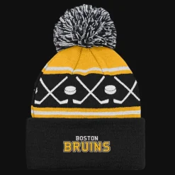 Faceoff Cuff Knit Beanie with pom Bruins - 24/25, supportermössa, unisex, barn - NHL-Produkter - Faceoff Cuff Knit Beanie with pom Bruins - 24/25, supportermössa, unisex, barn