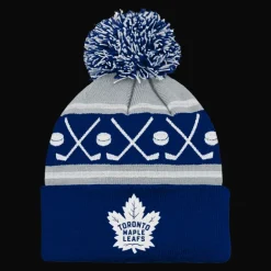 Faceoff Cuff Knit Beanie with pom Maple Leafs - 24/25, supportermössa, barn - NHL-Produkter - Faceoff Cuff Knit Beanie with pom Maple Leafs - 24/25, supportermössa, barn