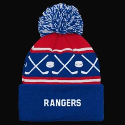 Faceoff Cuff Knit Beanie with pom Rangers - 24/25, supportermössa, unisex - NHL-Produkter - Faceoff Cuff Knit Beanie with pom Rangers - 24/25, supportermössa, unisex