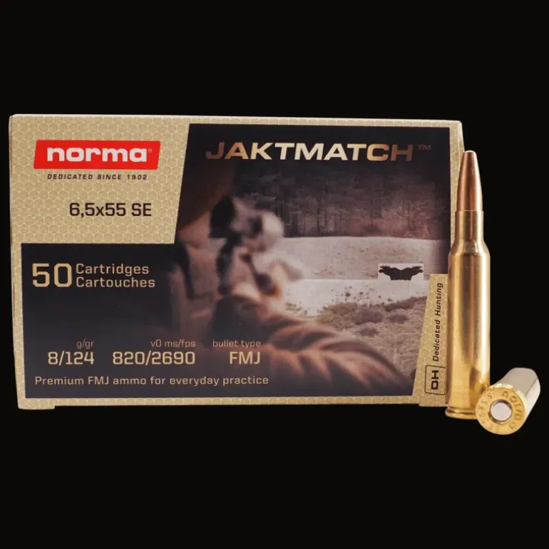 Norma Ctg 6.5x55 8g/124gr Fmj Jaktmatch, ammunition - Kula - Norma Ctg 6.5x55 8g/124gr Fmj Jaktmatch, ammunition