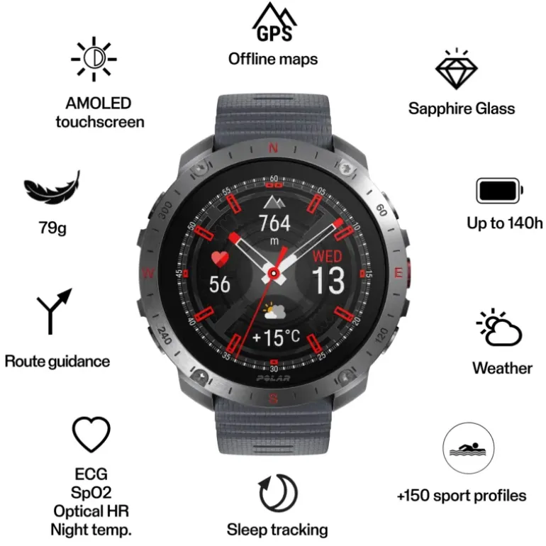Polar Grit X2 Pro, smartklocka, multisportklocka, unisex - Pulsklocka - Polar Grit X2 Pro, smartklocka, multisportklocka, unisex