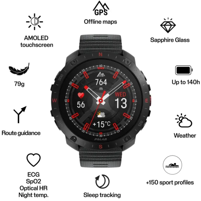 Polar Grit X2 Pro, smartklocka, multisportklocka, unisex - Pulsklocka - Polar Grit X2 Pro, smartklocka, multisportklocka, unisex