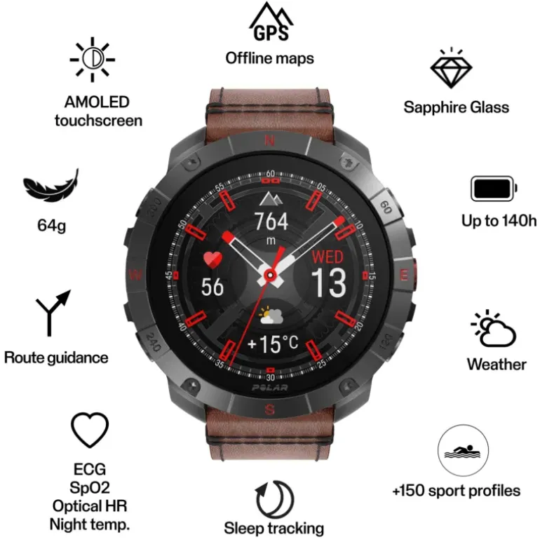 Polar Grit X2 Pro Titanium, smartklocka, multisportklocka - Pulsklocka - Polar Grit X2 Pro Titanium, smartklocka, multisportklocka