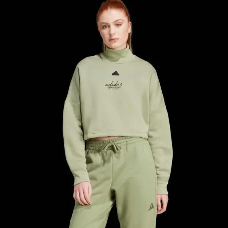 Signature Graphic Embroidery Fleece Crop Sweatshirt, tröja, dam - Fritidströjor - Signature Graphic Embroidery Fleece Crop Sweatshirt, tröja, dam