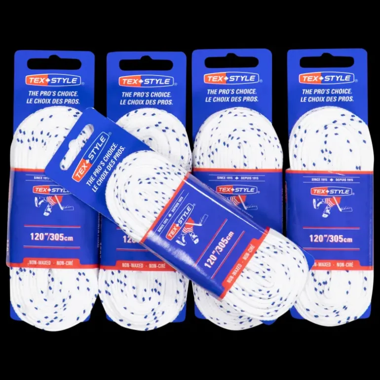 Texstyle unwaxed XL 304 cm white 24 pack- 21/22, ovaxade hockeyskosnören - Skridskosnören - Texstyle unwaxed XL 304 cm white 24 pack- 21/22, ovaxade hockeyskosnören