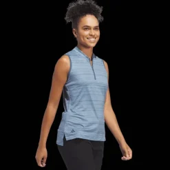 Ultimate365 Stripe Sleeveles Polo, linne, dam - Golfpikeer - Ultimate365 Stripe Sleeveles Polo, linne, dam
