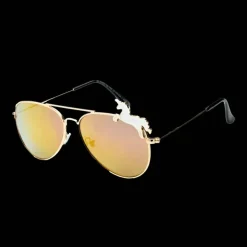 001 Waye Kids Gold Frame With Pink Mirror Lens, solglasögon, junior - Lifestyle - 001 Waye Kids Gold Frame With Pink Mirror Lens, solglasögon, junior
